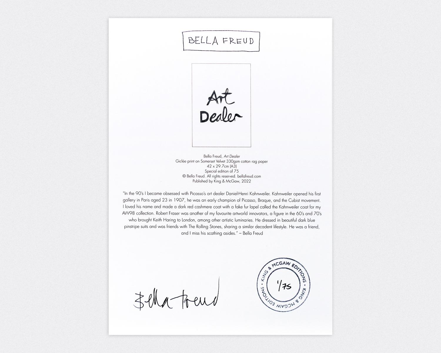 Art Dealer Art Print by Bella Freud King McGaw