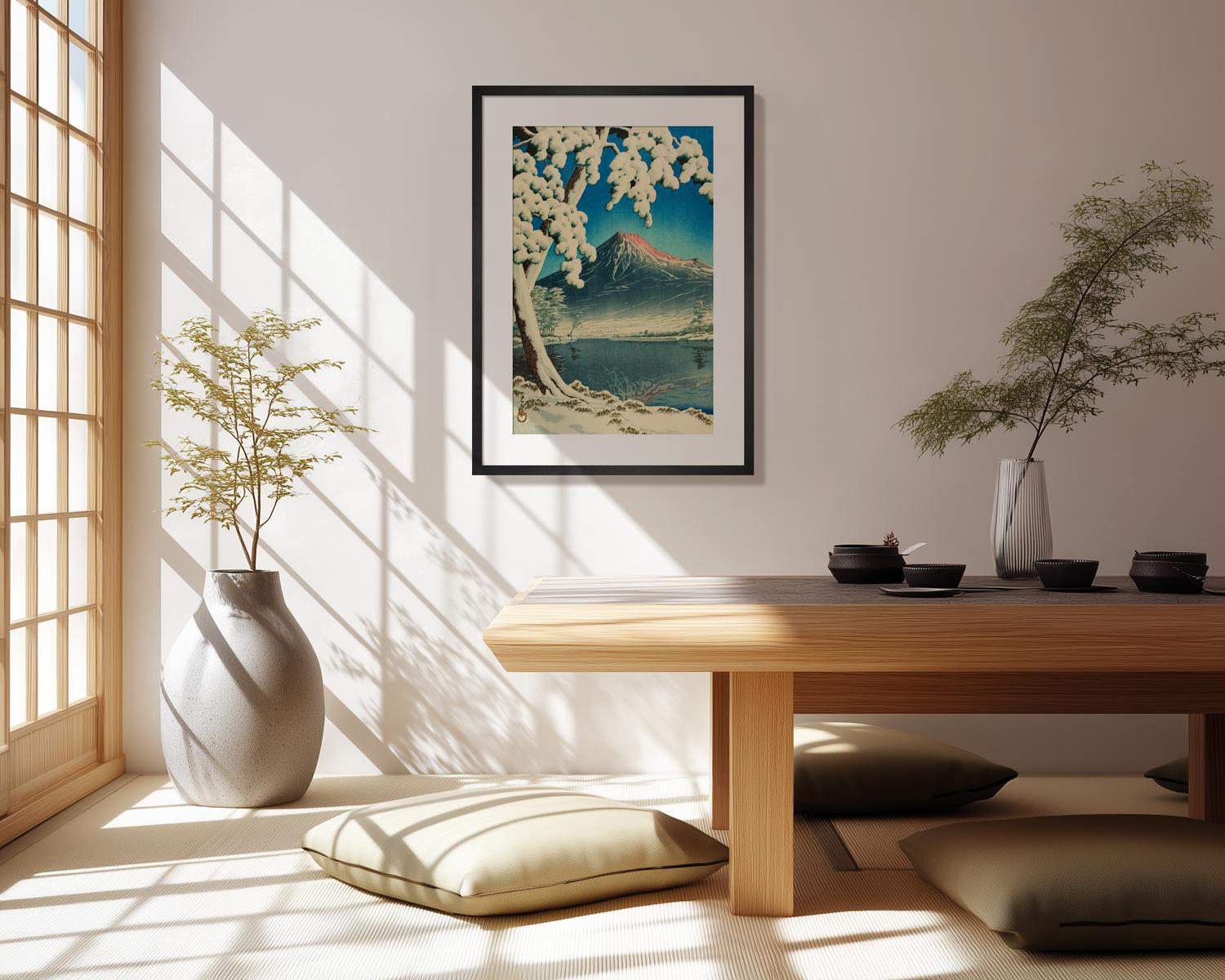 Clearing after a Snowfall on Mount Fuji , Tagonoura Beach Art