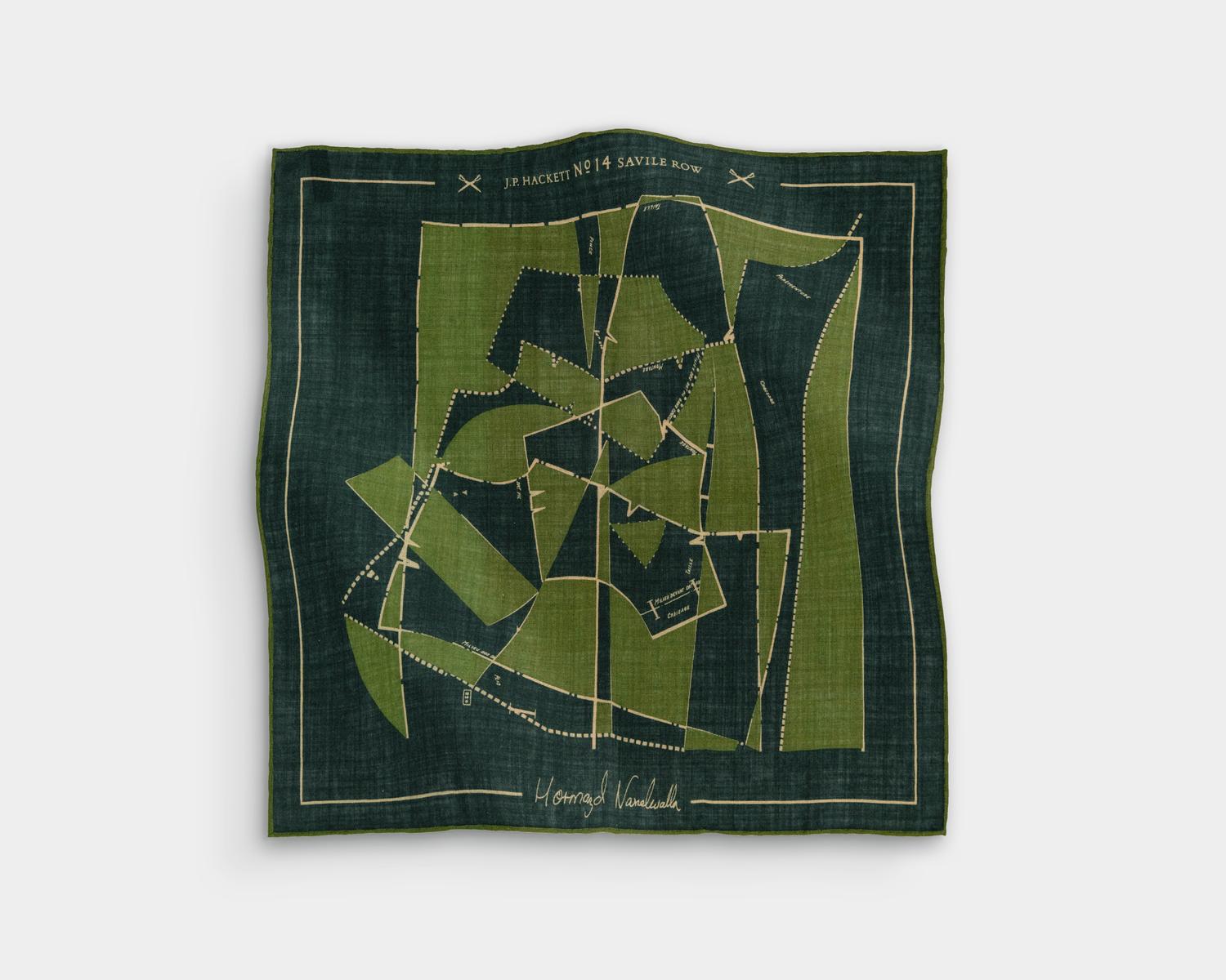 Pocket square – Dancing Blocks (Green)