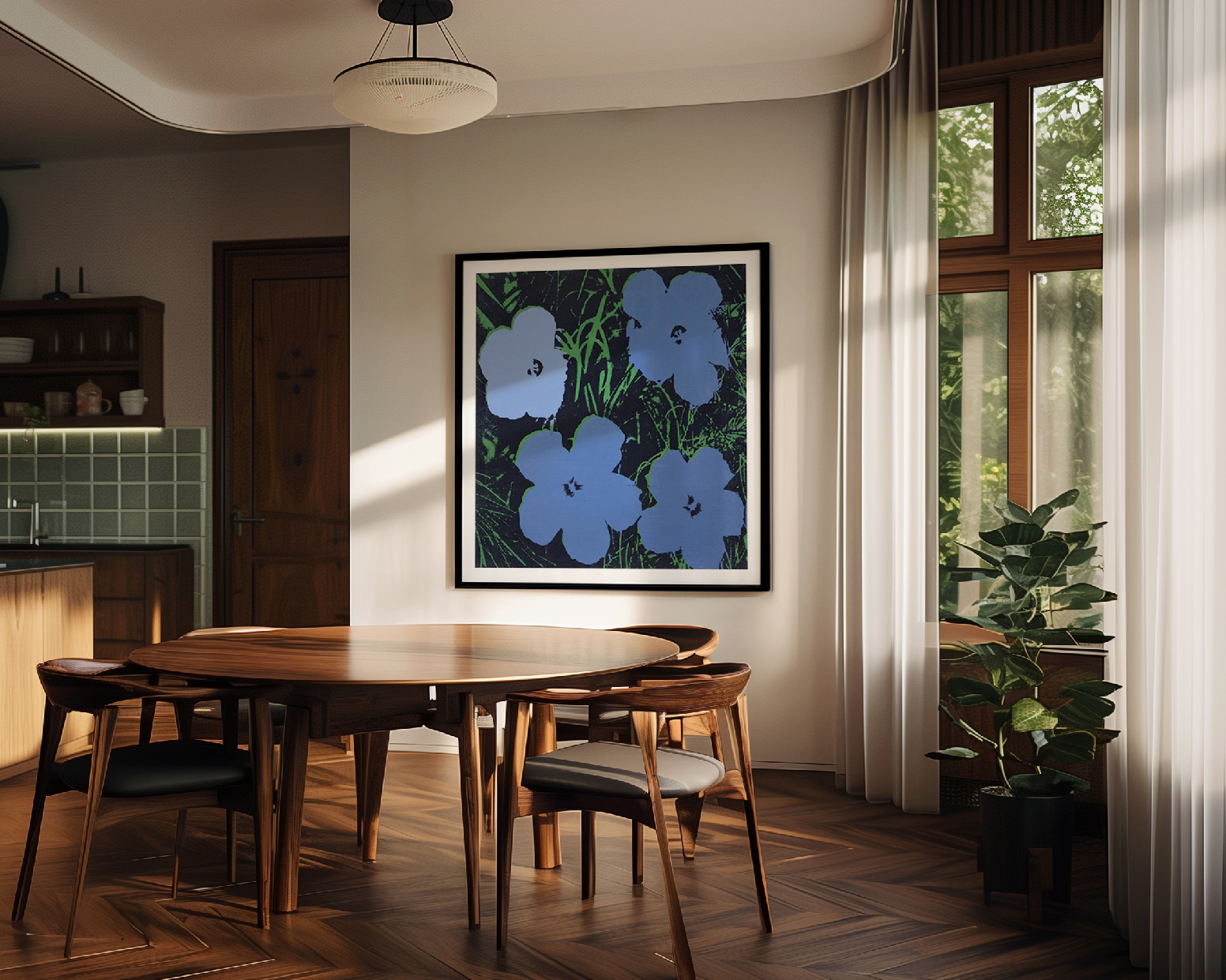 特別額装マット作品/Flowers 1964 Blue&Green/ウォーホル
