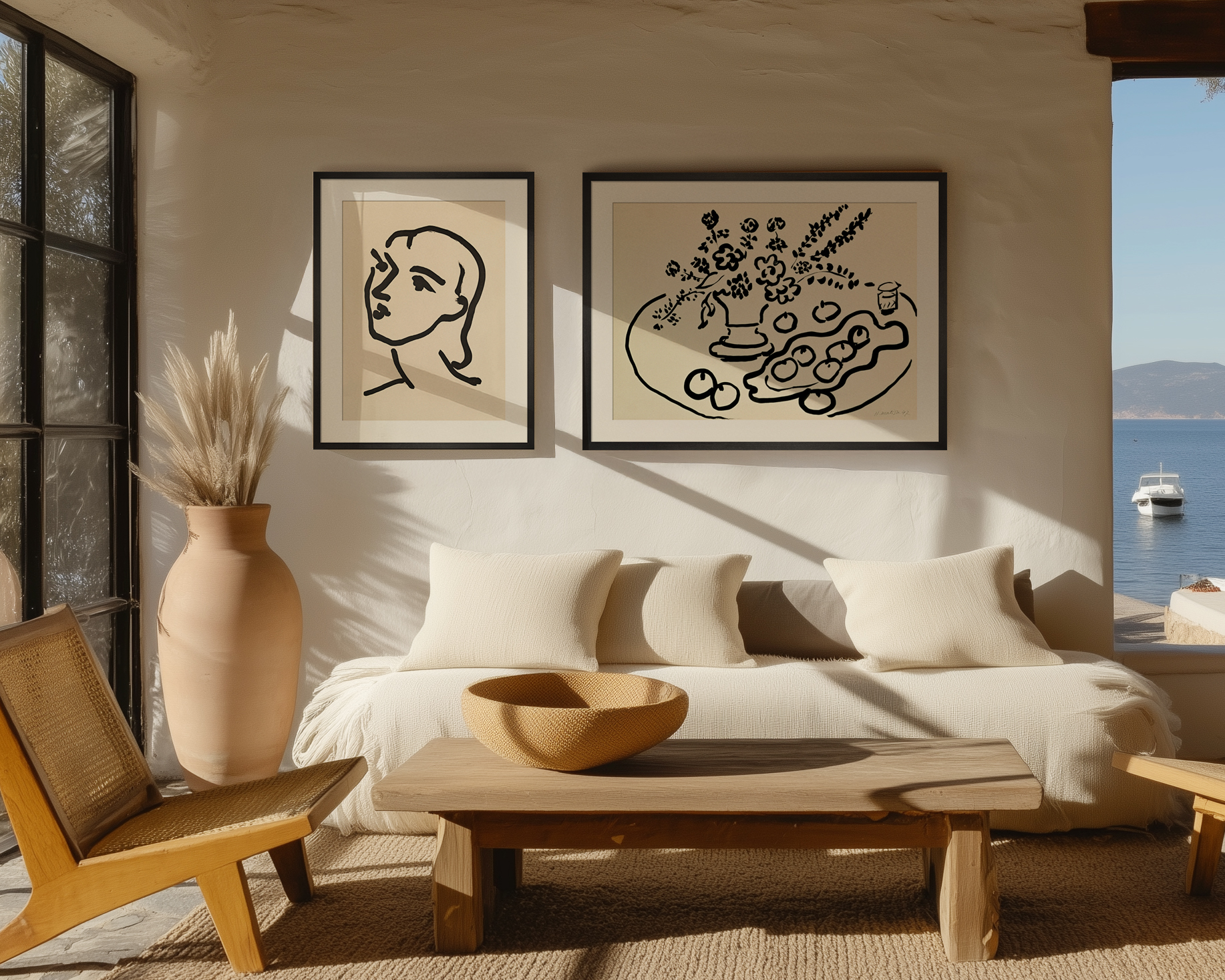 Still Life with Vase of Flowers and Plate of Fruit, 1947 Art Print