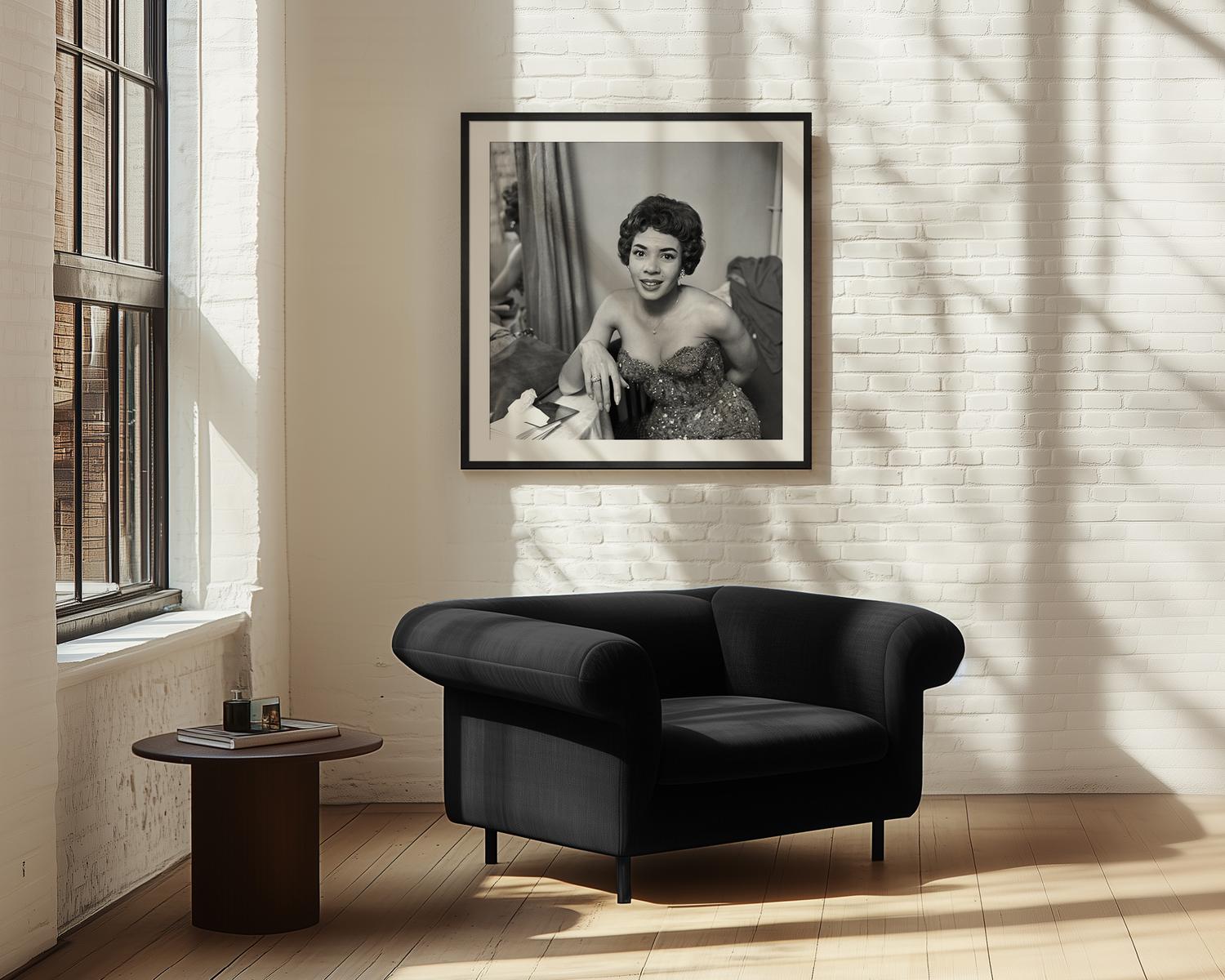 Shirley Bassey in a dressing room at the London Palladium, 1959