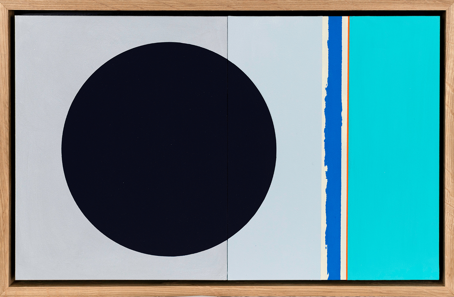Diptych with Aqua Blue and Navy Blue Circle
