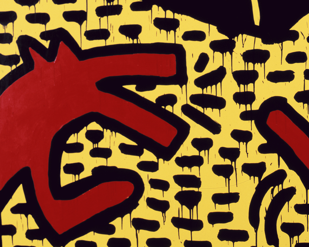 Untitled, 1982 (red dogs with pyramid) Art Print by Keith Haring