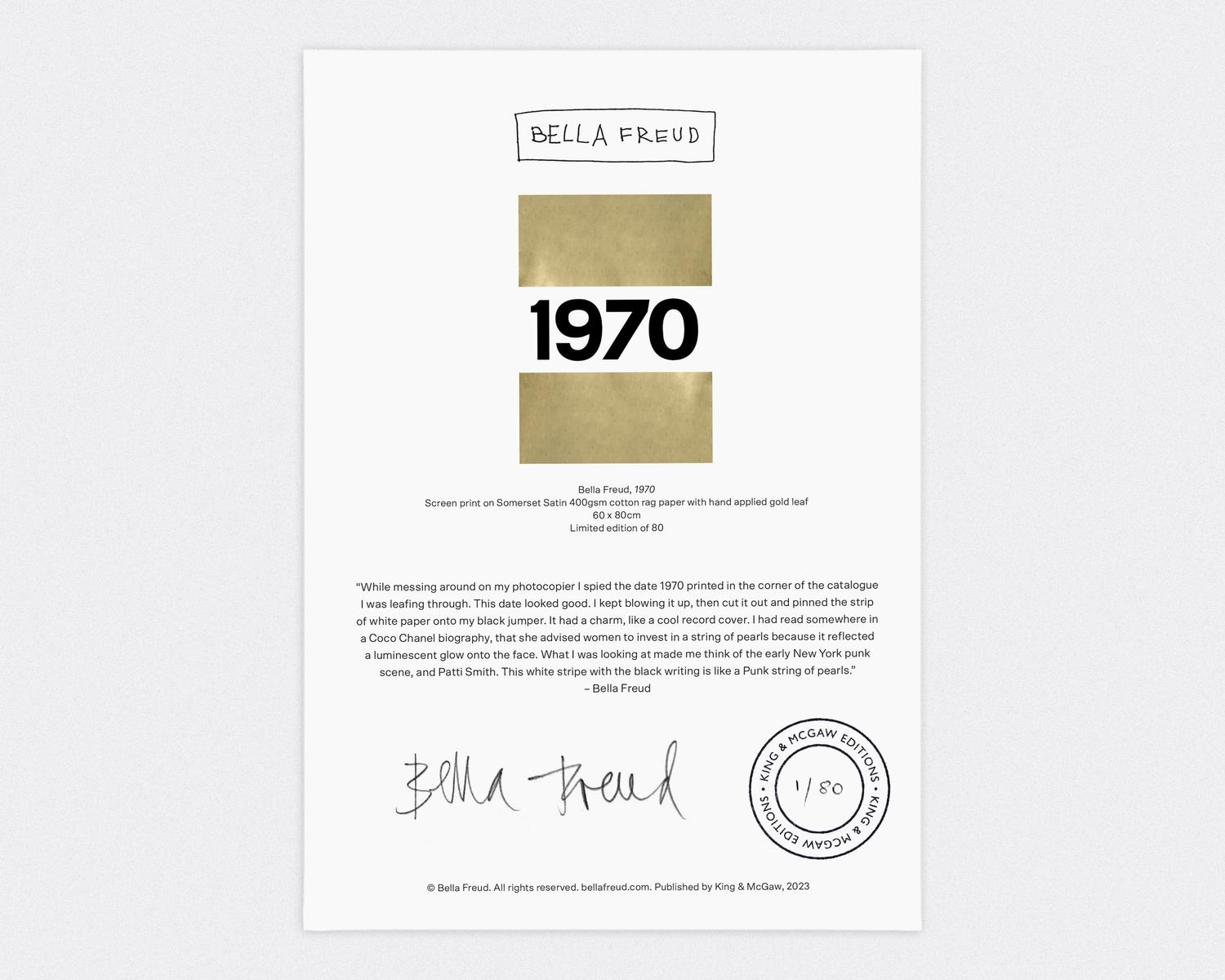 1970 by Bella Freud art print from King McGaw