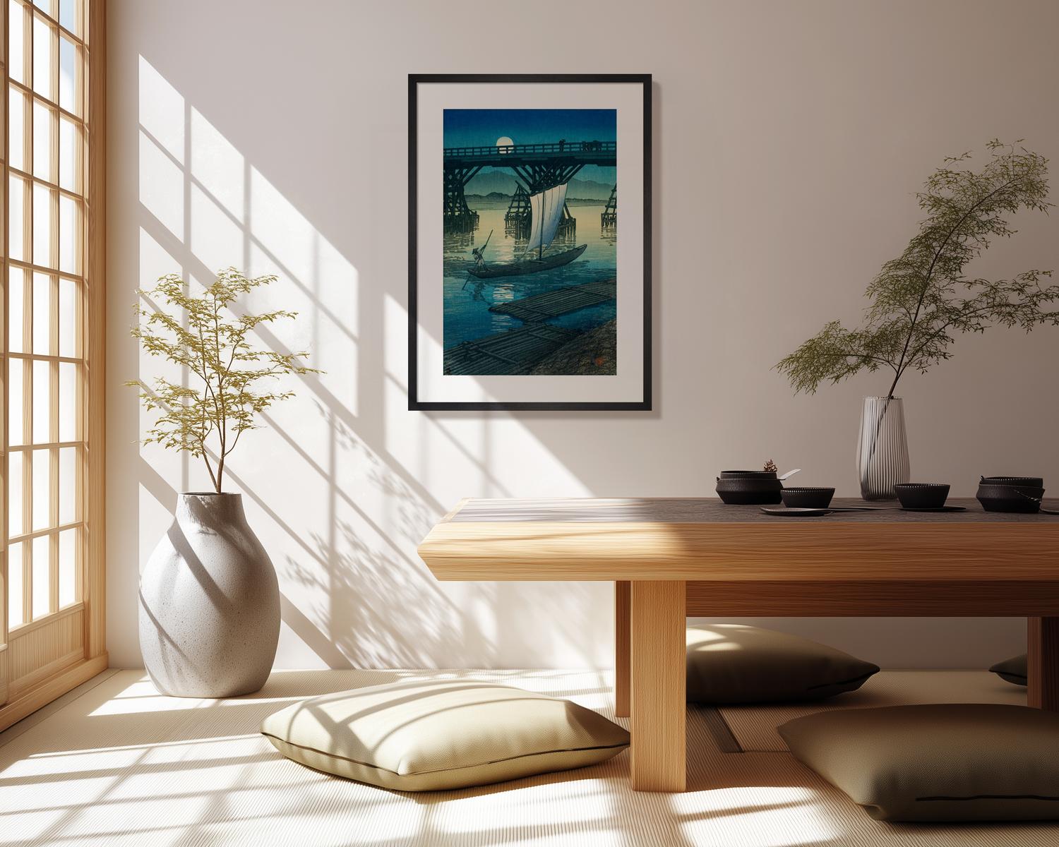 Asahi Bridge, Ojiya Art Print by Hasui Kawase | King & McGaw