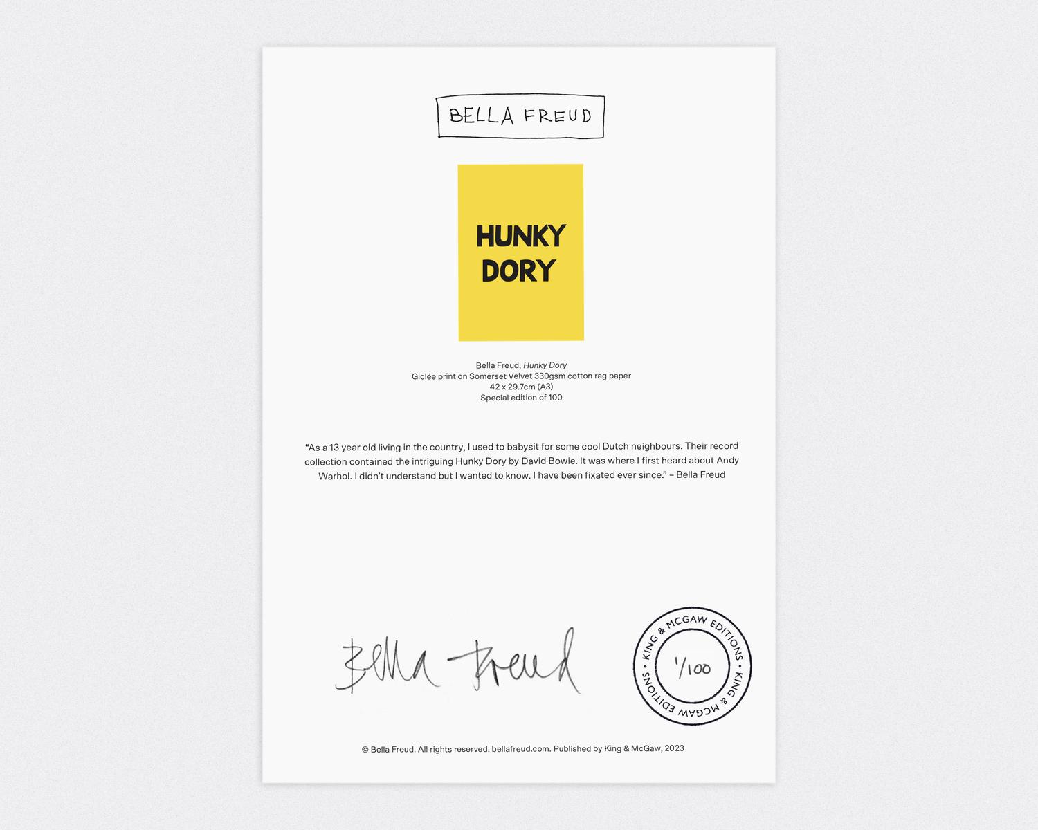 Hunky Dory Art Print by Bella Freud King McGaw