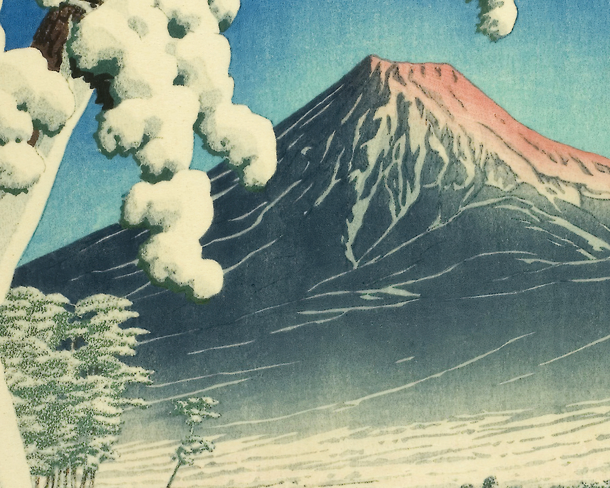 Clearing after a Snowfall on Mount Fuji , Tagonoura Beach Art