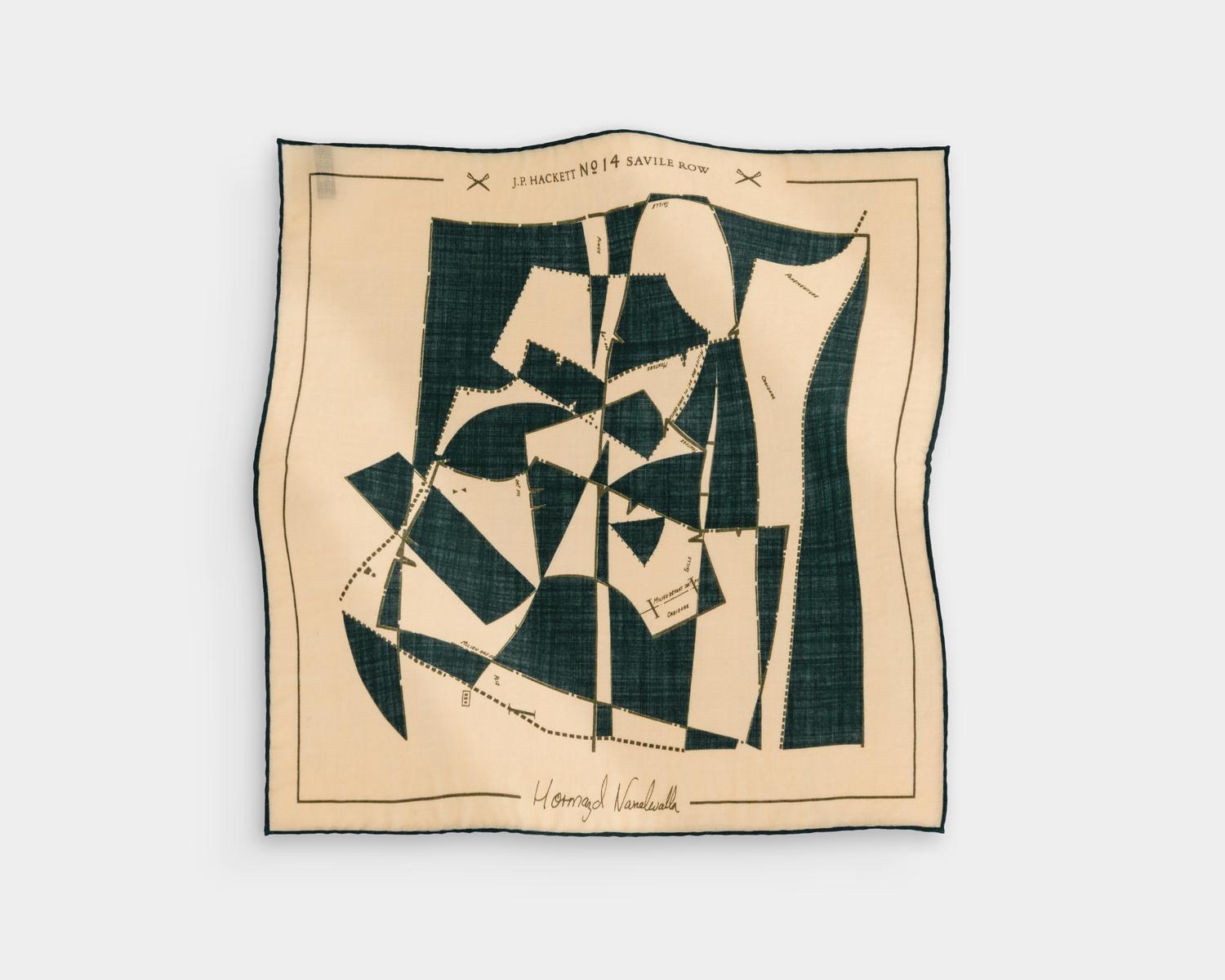 Pocket square – Dancing Blocks (Sand and Green)