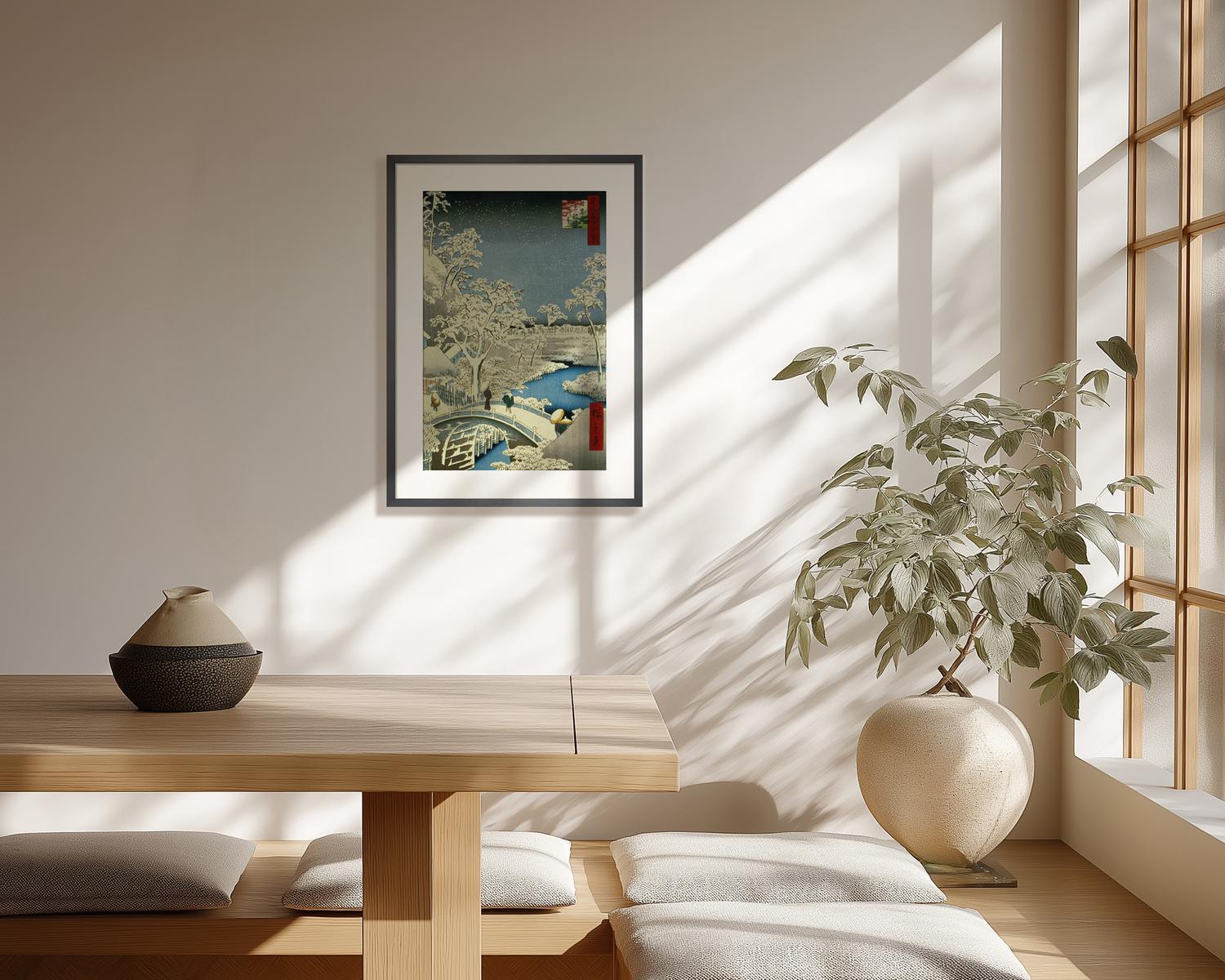 素晴らしい外見 and Bridge Drum Setting Print Art 1857 Meguro, at Hill Sun, 絵画